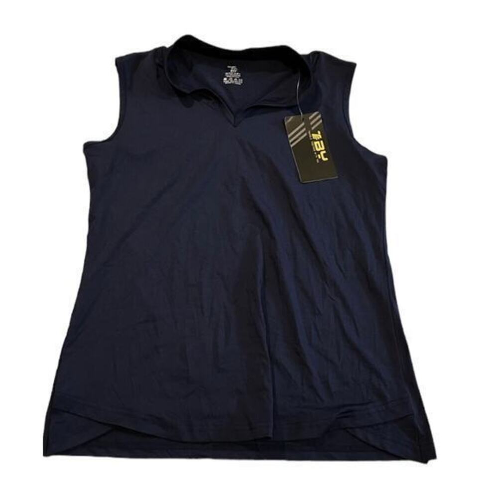 TBY tennis/golf top y neck sleeveless golf tennis color navy blue S NWT